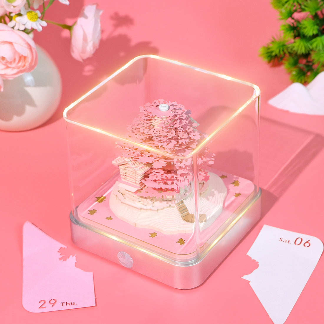 Rosa Baum (mit Licht) & Kalender 2026)