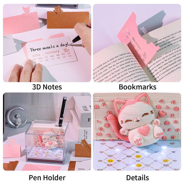 3D-Kalender 2026 – Springende Katze