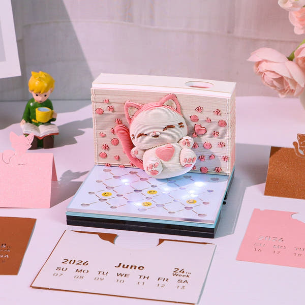 3D-Kalender 2026 – Springende Katze