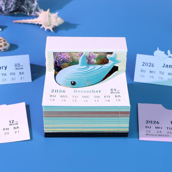 3D Calendar 2026 - Lovely Ocean Shark