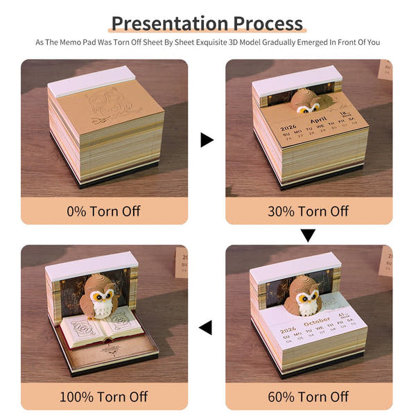 3D Calendar 2026 - Magic Owl