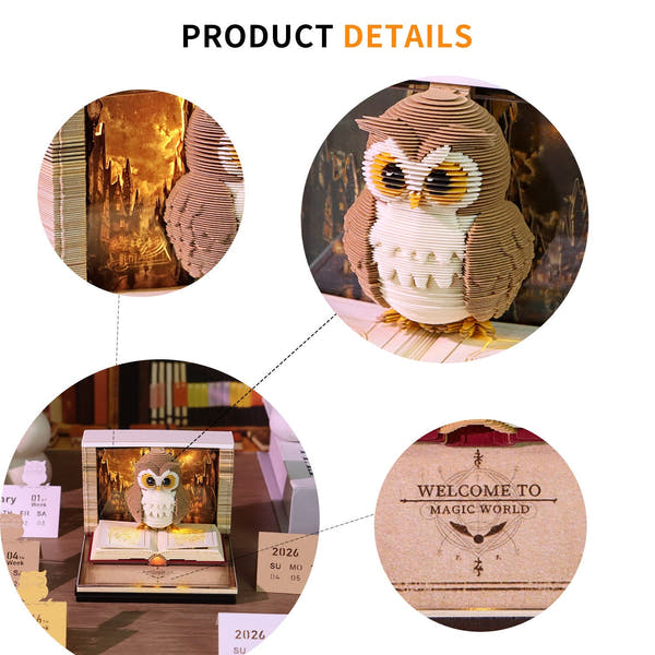 3D Calendar 2026 - Magic Owl