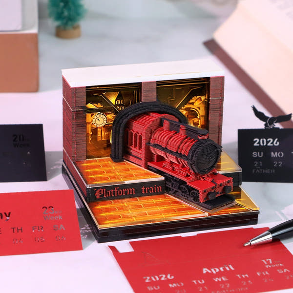 3D-Kalender 2026 – Magischer Bahnsteigzug