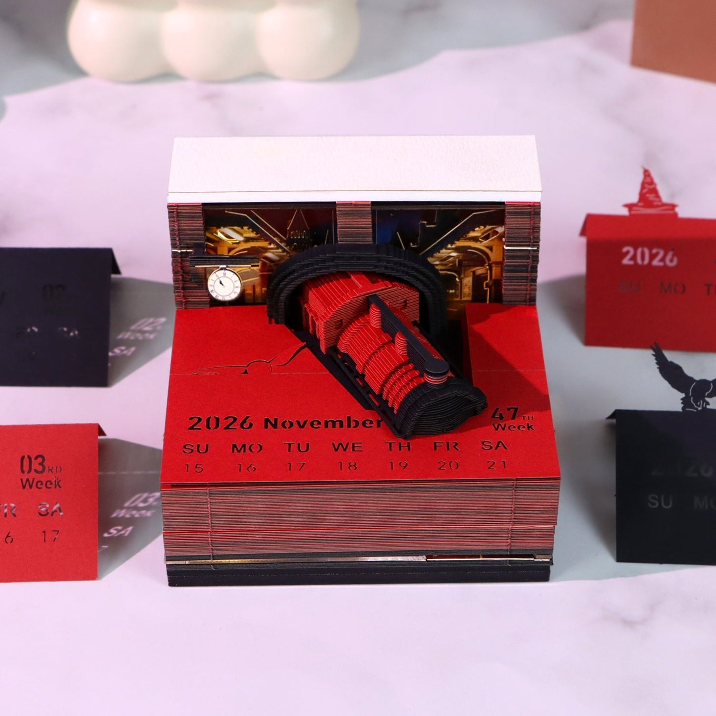 3D-Kalender 2026 – Magischer Bahnsteigzug