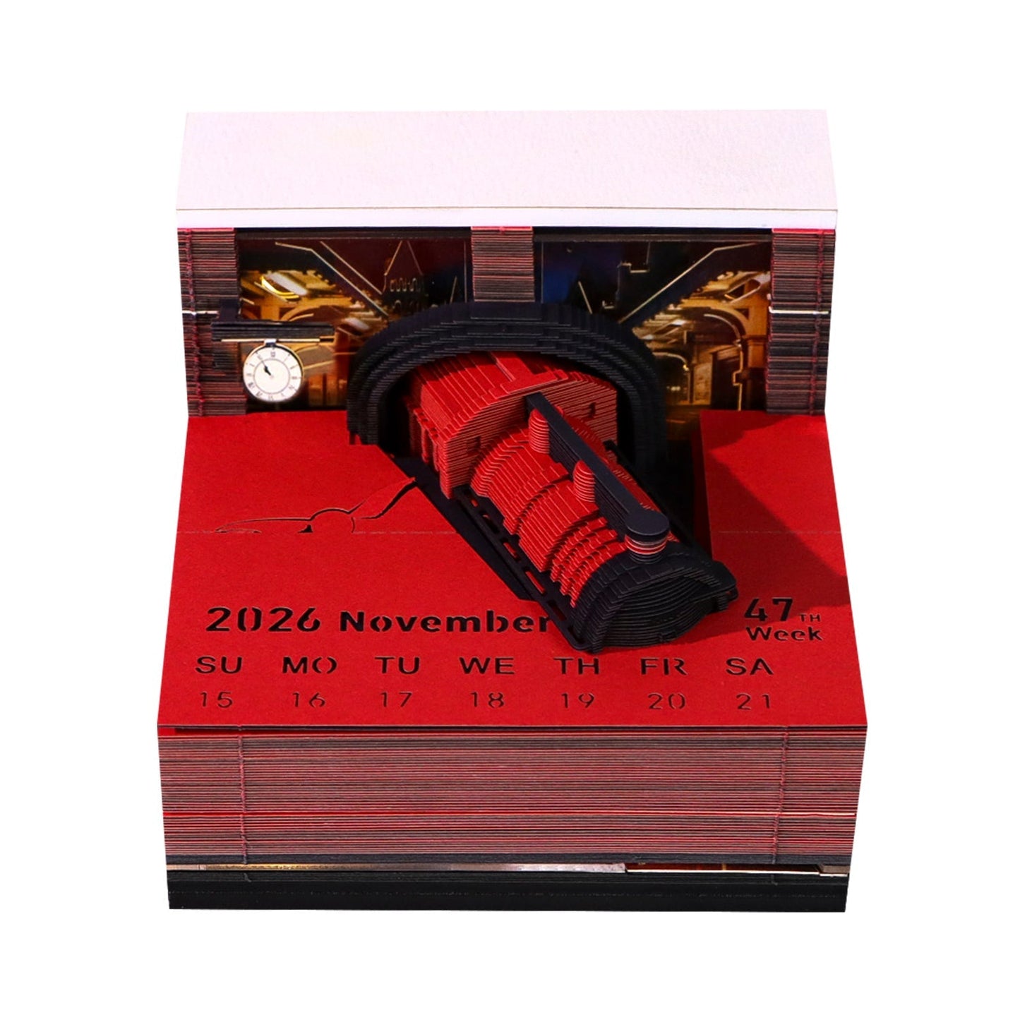 3D-Kalender 2026 – Magischer Bahnsteigzug