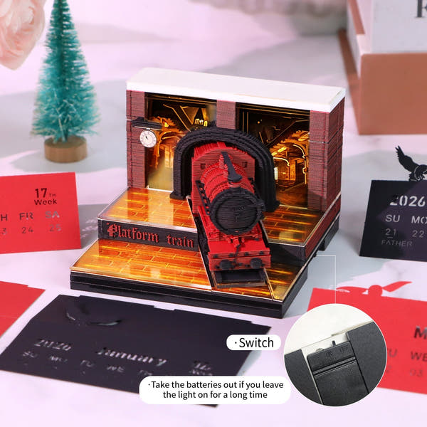 3D-Kalender 2026 – Magischer Bahnsteigzug