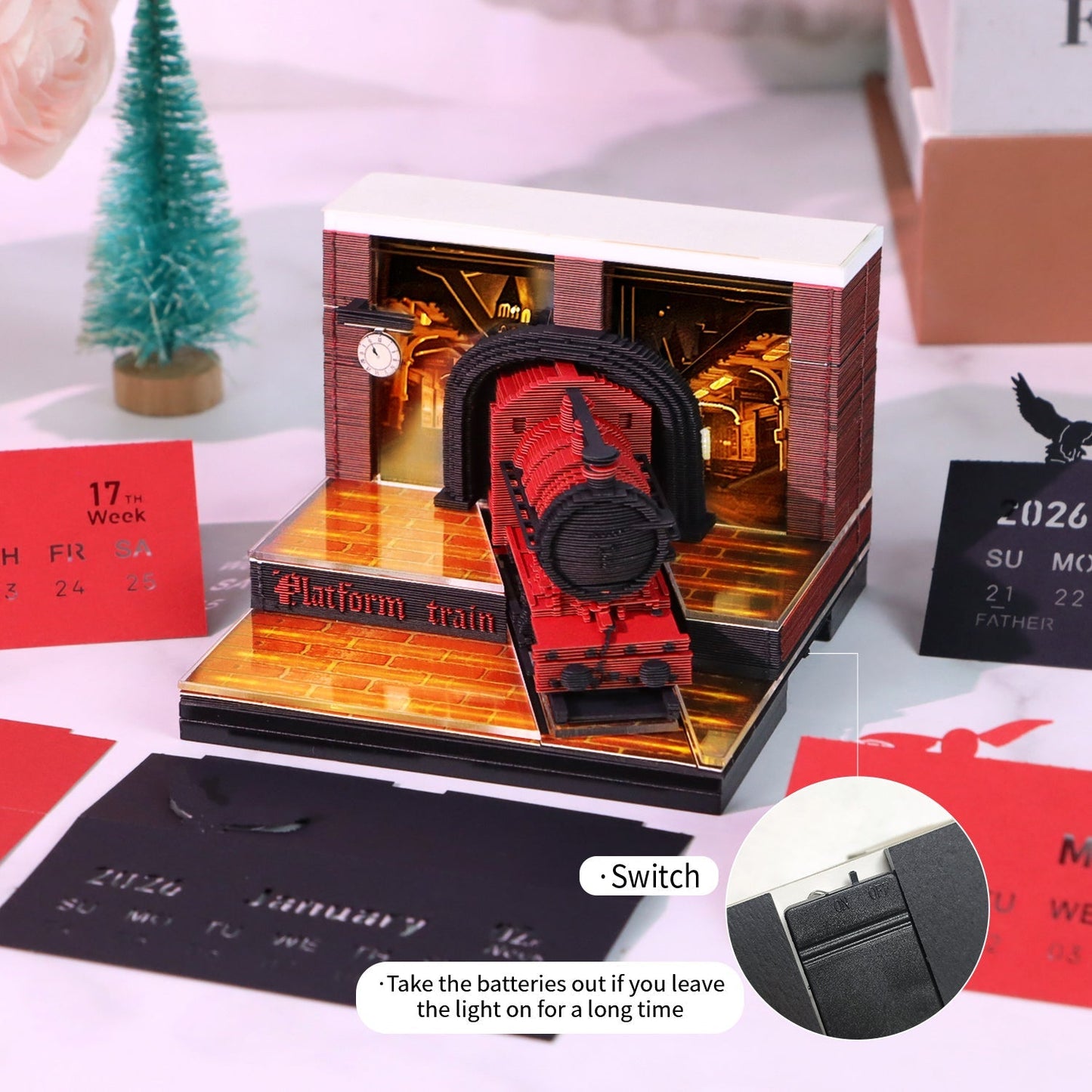 3D-Kalender 2026 – Magischer Bahnsteigzug