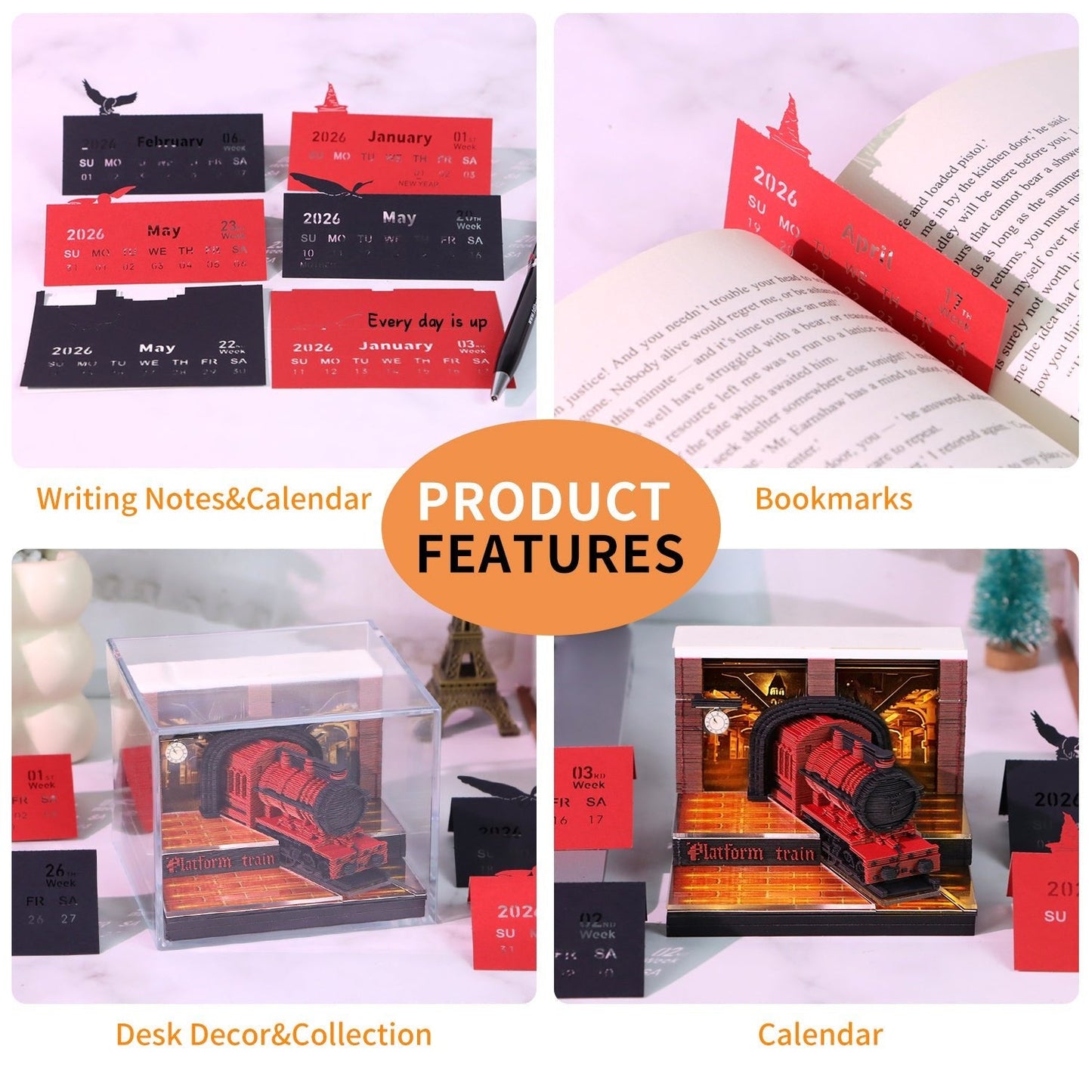 3D-Kalender 2026 – Magischer Bahnsteigzug