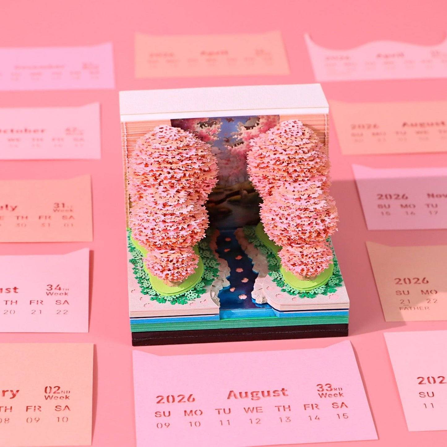 3D-Kalender 2026 – Pfirsichblütenwald