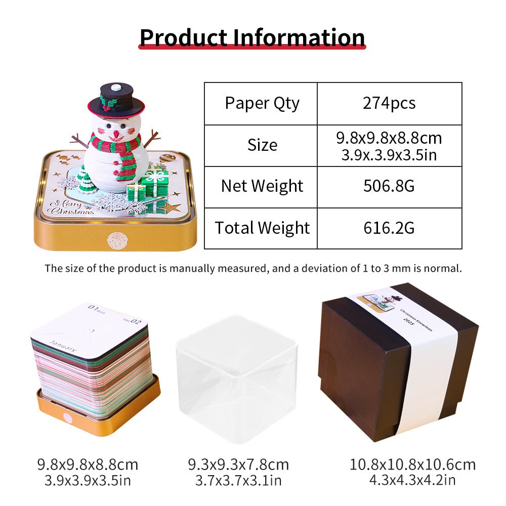 3D Calendar 2026 - Snowman