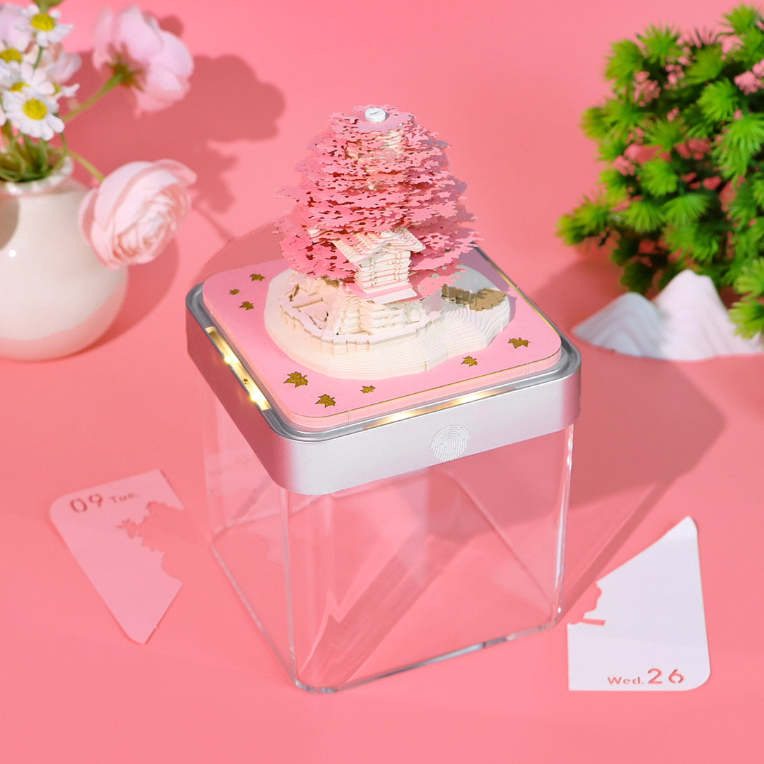 Rosa Baum (mit Licht) & Kalender 2026)